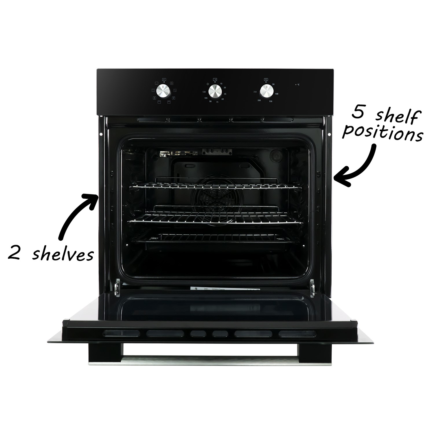 electriQ Plug In Electric Fan Assisted Single Oven Black
