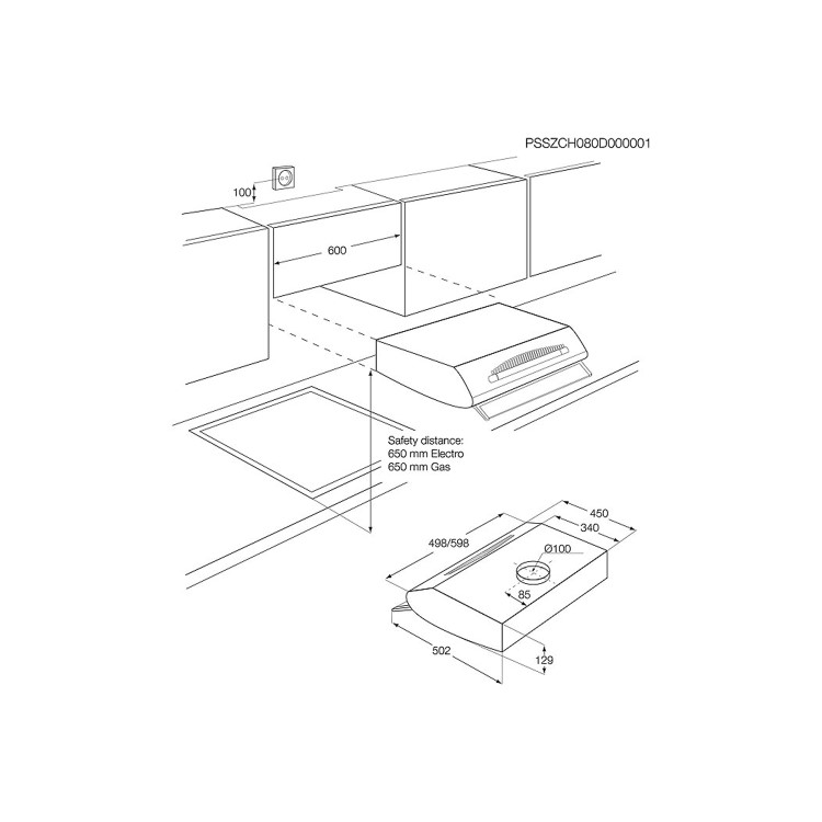 Zanussi 60cm Visor Cooker Hood - White