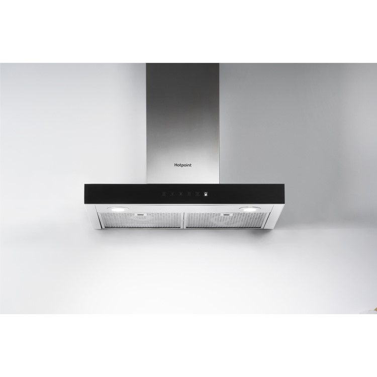 GRADE A3 - Hotpoint PHBS68FLTIX Box Design Touch Control 60cm Chimney Cooker Hood Stainless Steel