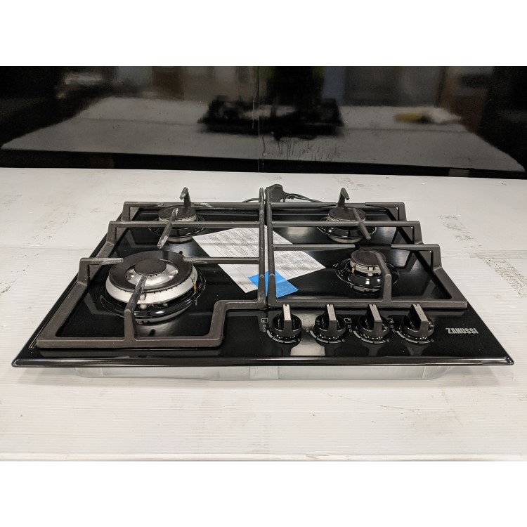 Refurbished Zanussi Series 40 ZGNN645K 60cm 4 Burner Gas Hob with Wok Burner Black