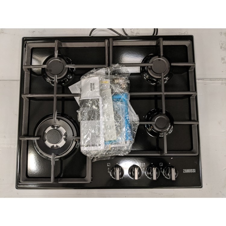 Refurbished Zanussi Series 40 ZGNN645K 60cm 4 Burner Gas Hob with Wok Burner Black