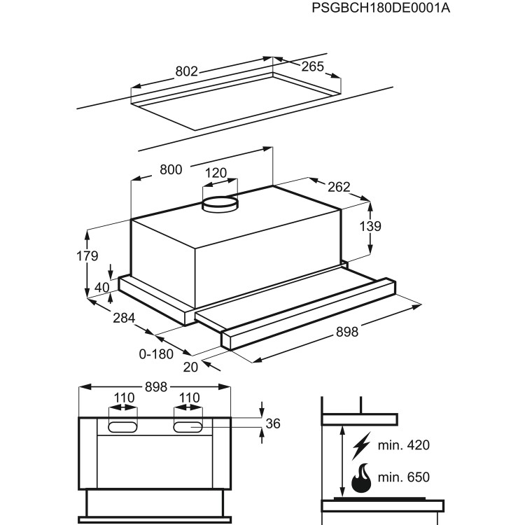 GRADE A2 - AEG 90cm Telescopic Canopy Cooker Hood - Silver