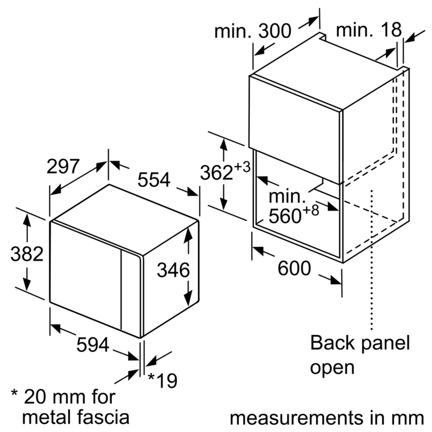 Refurbished Bosch Serie 4 BFL523MB0B Built In 20L 800W Microwave Black