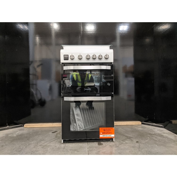 Refurbished Hotpoint HD5G00CCW 50cm Double Cavity Gas Cooker with Lid White