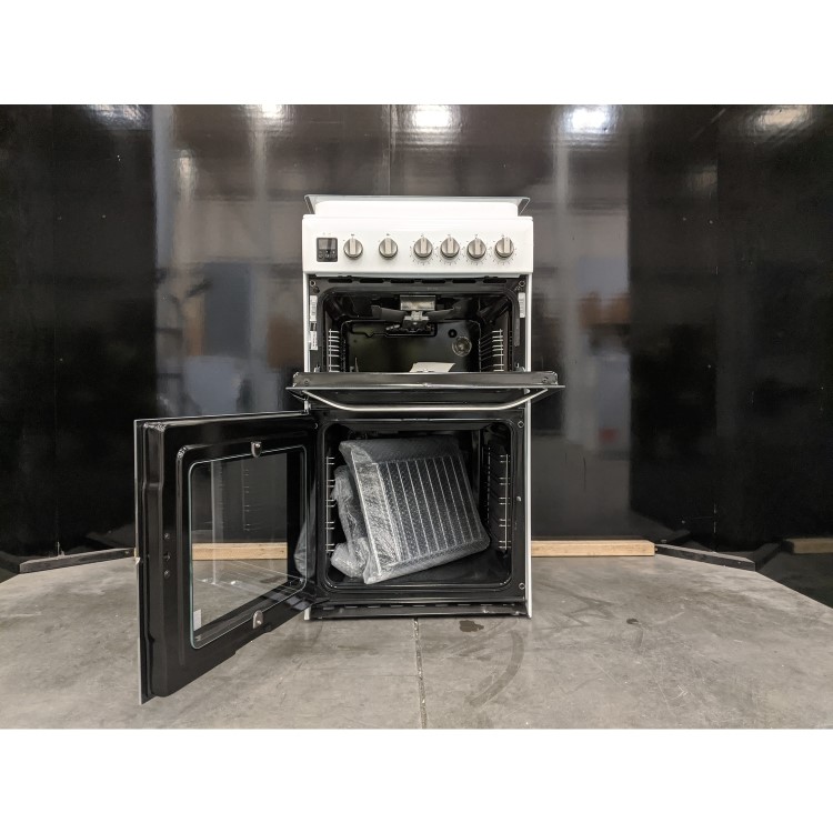 Refurbished Hotpoint HD5G00CCW 50cm Double Cavity Gas Cooker with Lid White
