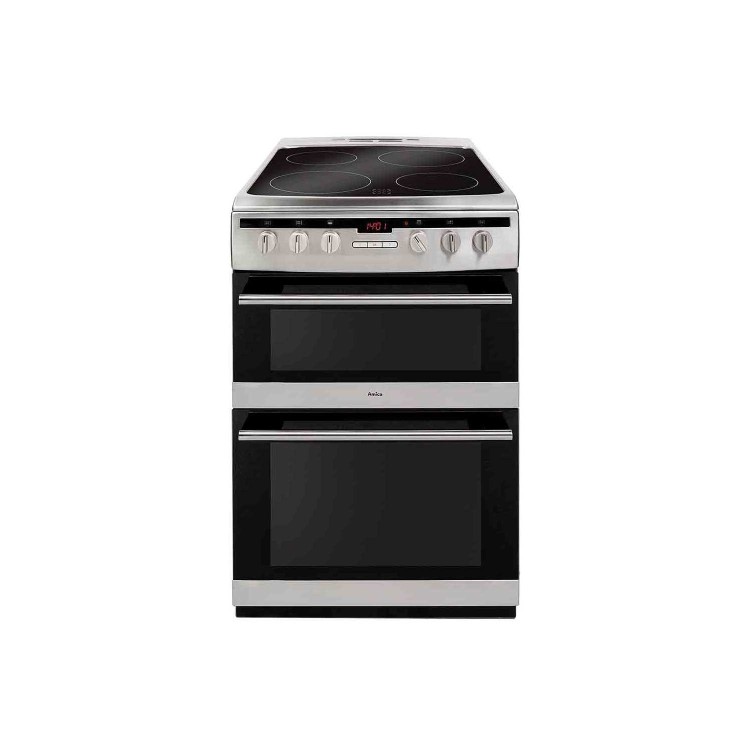 Amica 60cm Double Oven Electric Cooker with Ceramic Hob - Stainless Steel