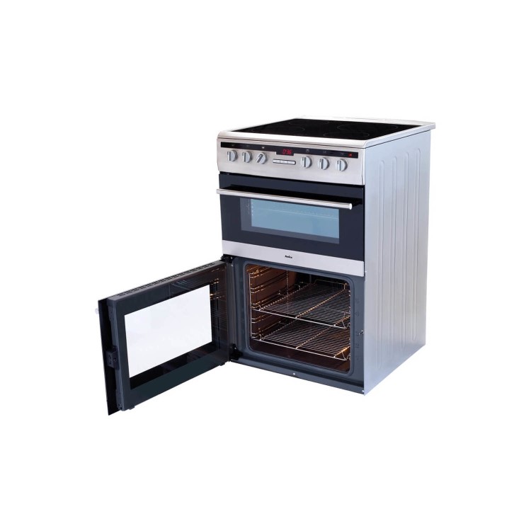 Amica 60cm Double Oven Electric Cooker with Ceramic Hob - Stainless Steel