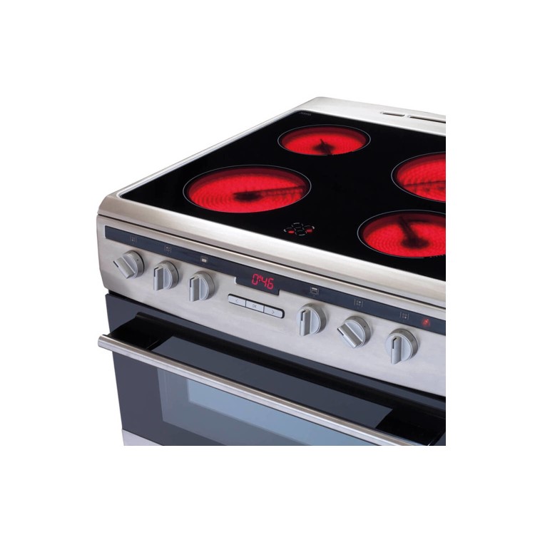 Amica 60cm Double Oven Electric Cooker with Ceramic Hob - Stainless Steel