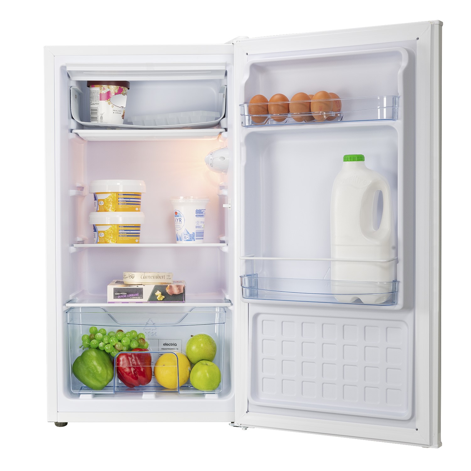 GRADE A3 electriQ 62 Litre Freestanding Under Counter Fridge with Ice Box 84.5cm Tall 45cm