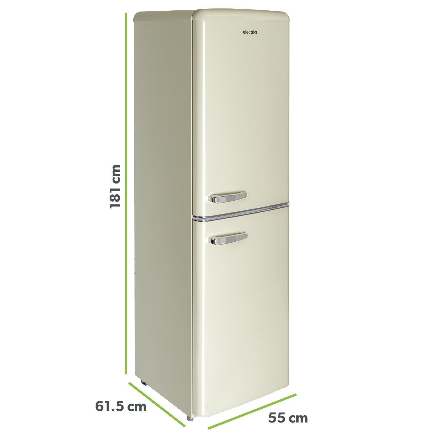 electriQ 246 Litre 50 50 Freestanding Fridge Freezer Cream EQ5050RETROCREAM Appliances Direct