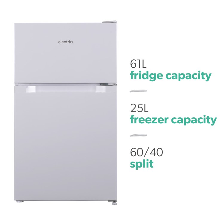 Refurbished electriQ Eiqucffwh Freestanding 86 Litre 60/40 Fridge Freezer
