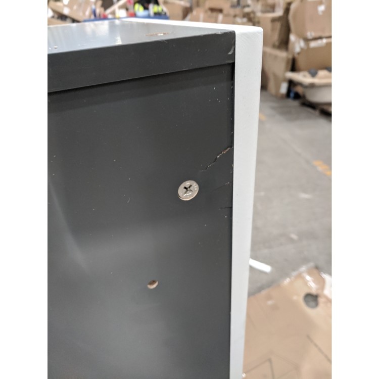 GRADE A2 - White Wood Effect Wall Mounted Tall Bathroom Cabinet 400mm - Boston