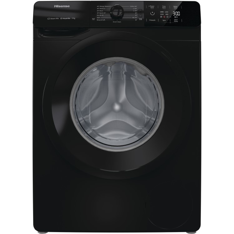 Refurbished Hisense WFGE90141VMB Freestanding 9KG 1400 Spin Washing Machine Black