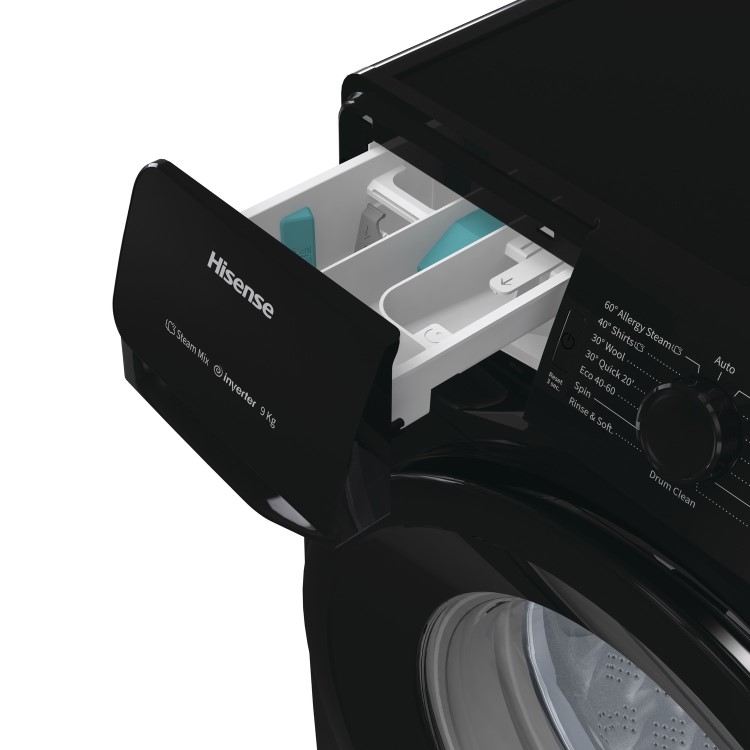 Refurbished Hisense WFGE90141VMB Freestanding 9KG 1400 Spin Washing Machine Black