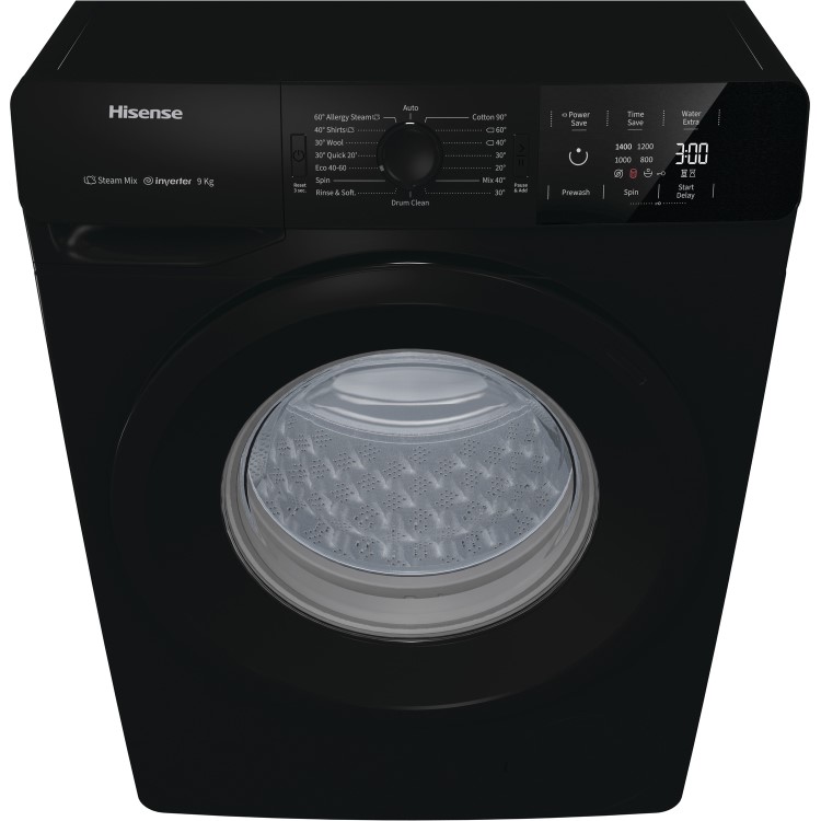 Refurbished Hisense WFGE90141VMB Freestanding 9KG 1400 Spin Washing Machine Black