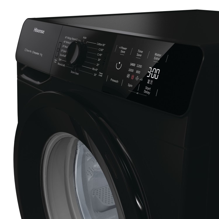 Refurbished Hisense WFGE90141VMB Freestanding 9KG 1400 Spin Washing Machine Black