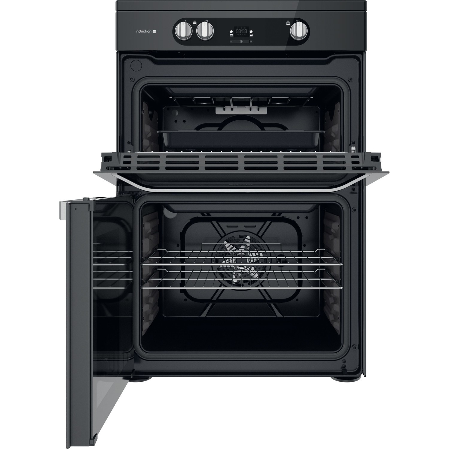 Hotpoint 60cm Double Oven Induction Electric Cooker Black HDM67I9H2CB
