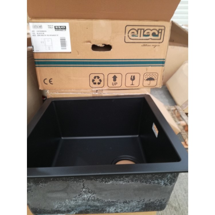 GRADE A2 - Reginox Multa Single Bowl Black Granite Kitchen Sink