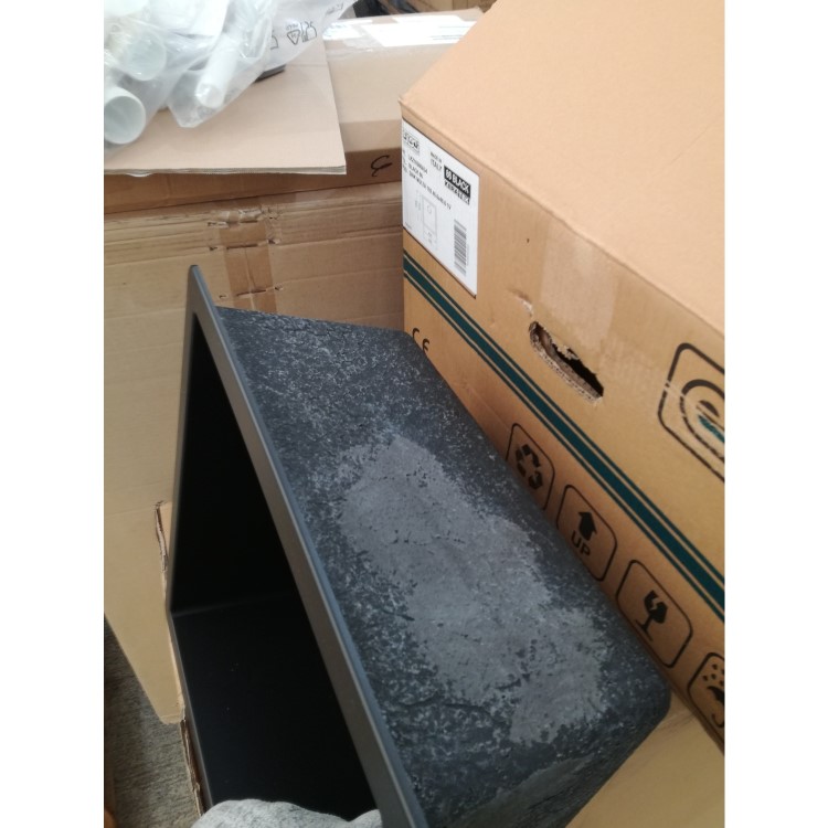 GRADE A2 - Reginox Multa Single Bowl Black Granite Kitchen Sink