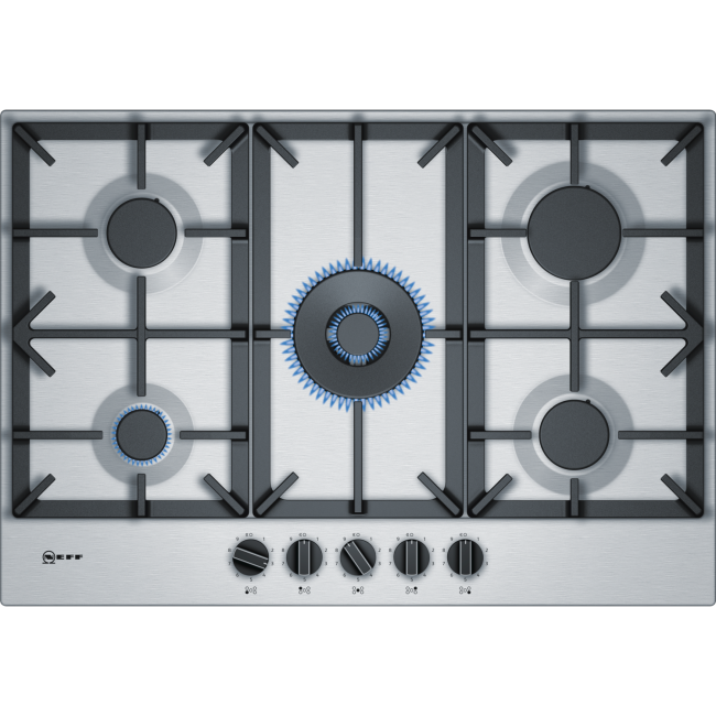 GRADE A3 - Neff T27DS59N0 N70 75cm Five Burner Gas Hob Stainless Steel With Cast Iron Pan Stands