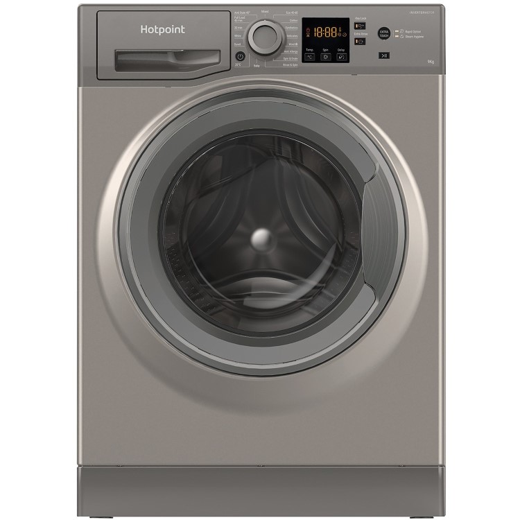 Refurbished Hotpoint NSWM943CGGUKN Freestanding 9KG 1400 Spin Washing Machine Graphite