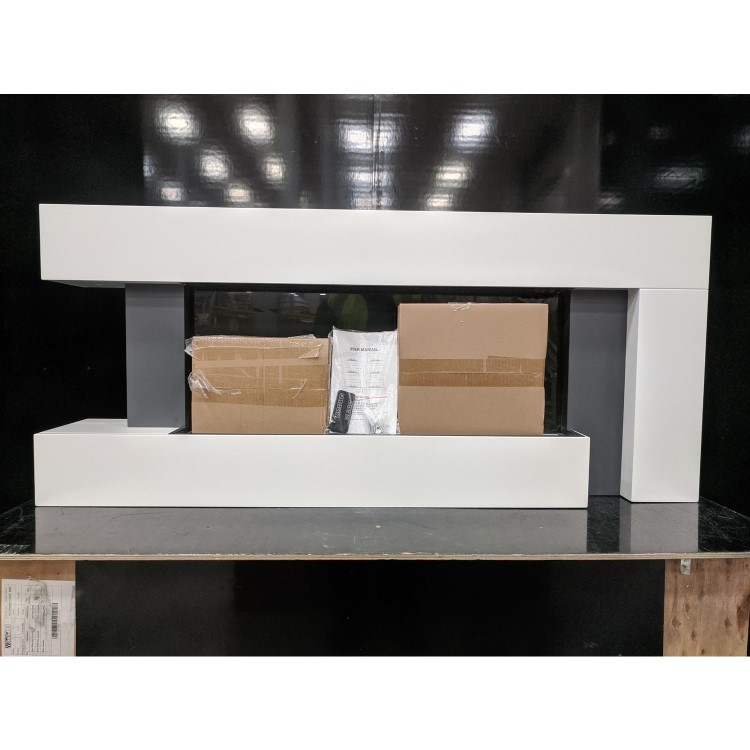GRADE A2 - White Wall Mounted Electric Fireplace Suite with LED Lights - Amberglo