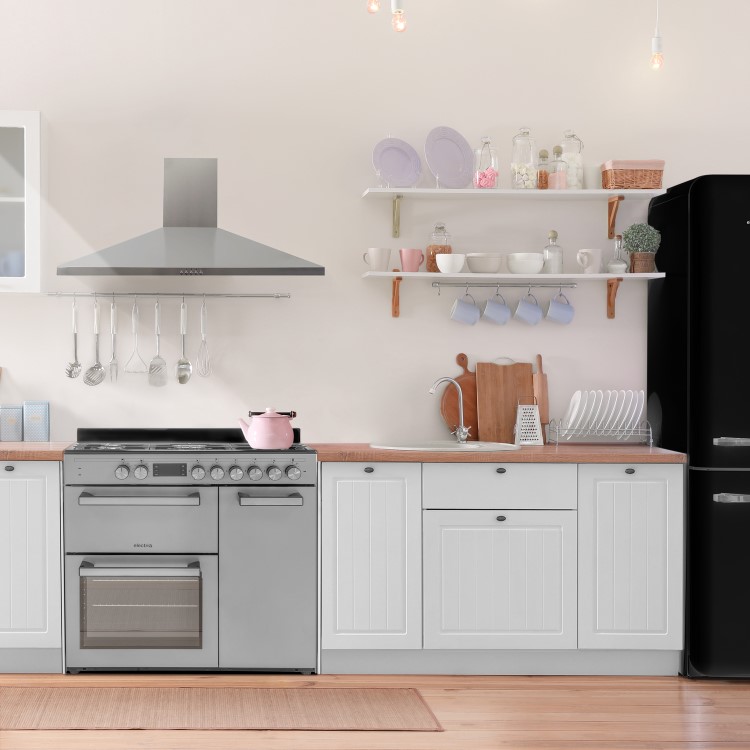 electriQ 90cm Dual Fuel Triple Cavity Range Cooker - Stainless Steel