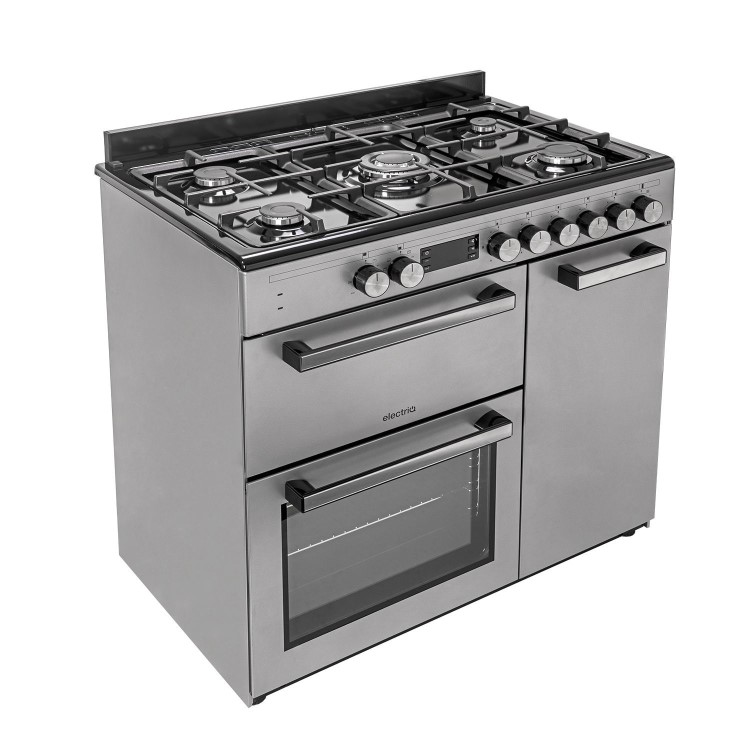 electriQ 90cm Dual Fuel Triple Cavity Range Cooker - Stainless Steel
