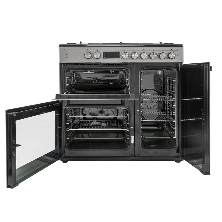 electriQ 90cm Dual Fuel Triple Cavity Range Cooker - Stainless Steel