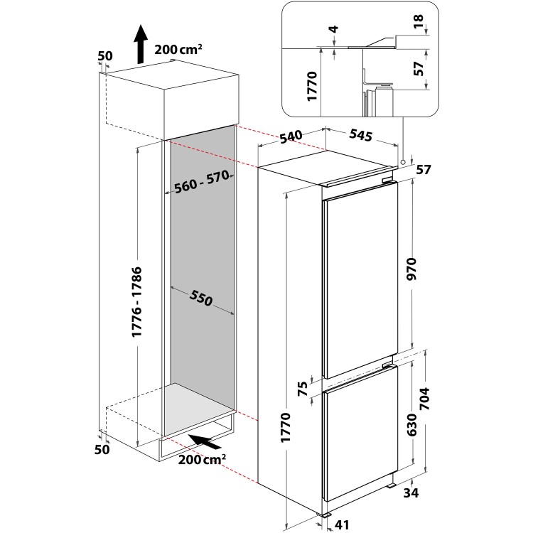 Hotpoint 250 Litre 70/30 Integrated Fridge Freezer