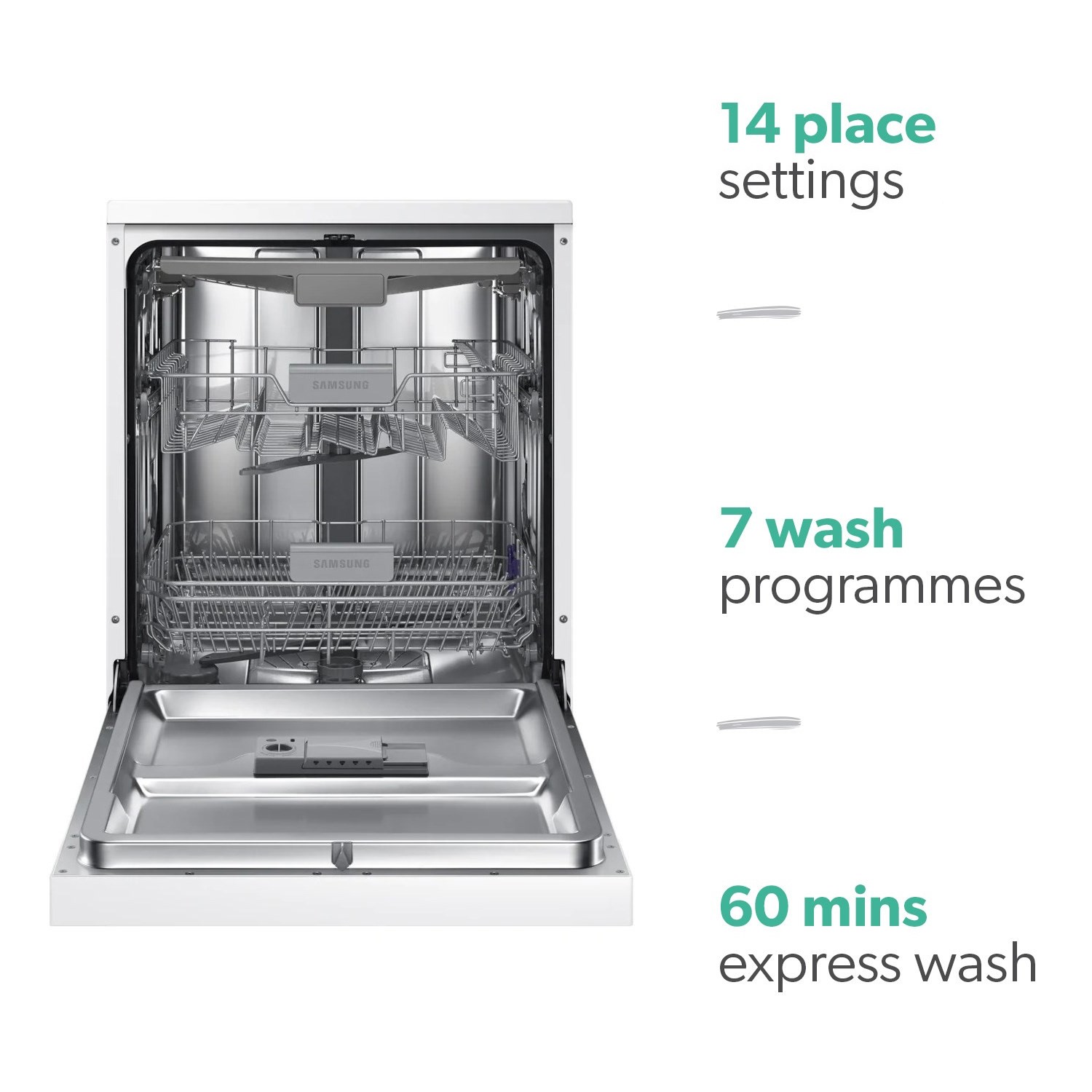 Samsung Series 6 Freestanding Dishwasher White DW60M6050FW