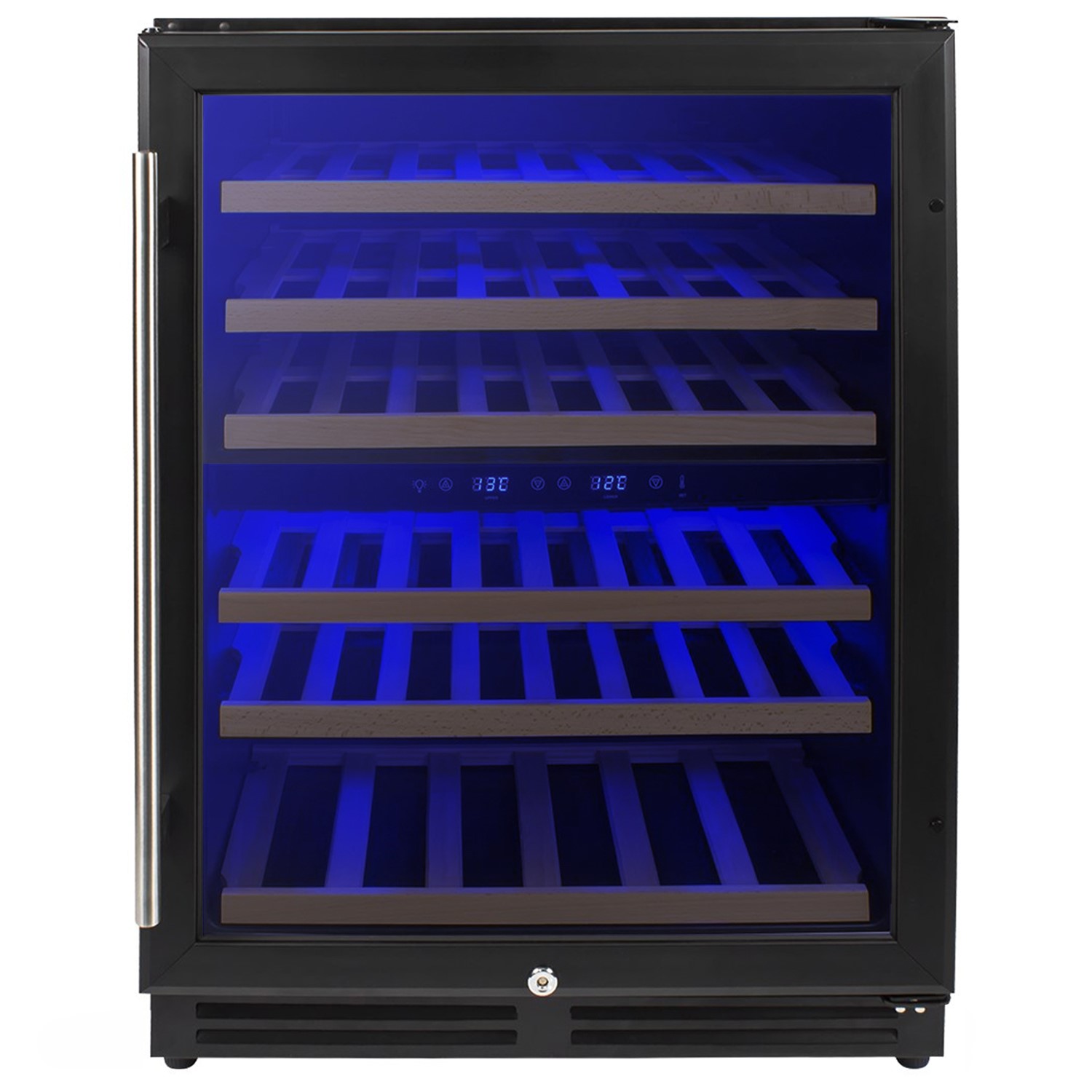 electriQ 51 Bottle Capacity Full Range Dual Zone Wine Cooler Black EQWINE60BLFDZ Appliances