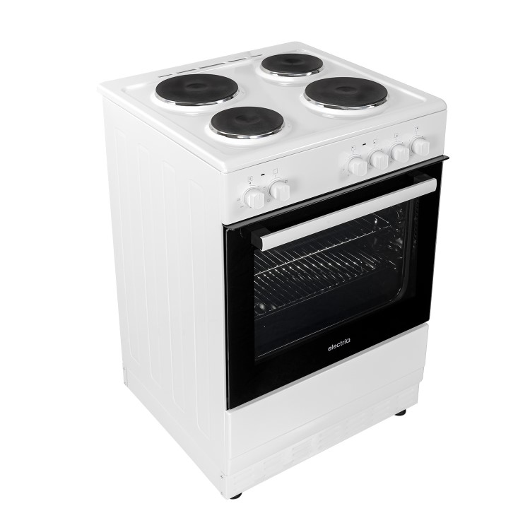 Refurbished electriQ EQEC60W1 60cm Single Oven Electric Cooker with Sealed Plate Hob White