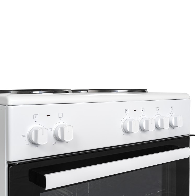Refurbished electriQ EQEC60W1 60cm Single Oven Electric Cooker with Sealed Plate Hob White