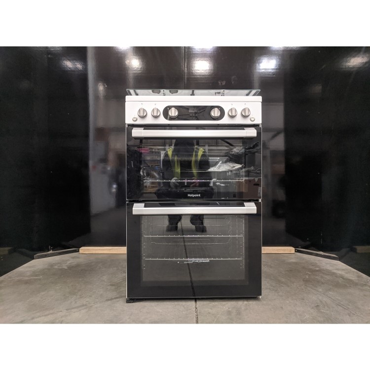 Refurbished Hotpoint Amelia HD67G02CCW 60cm Double Oven Gas Cooker White