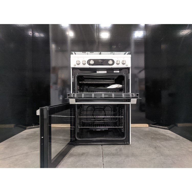 Refurbished Hotpoint Amelia HD67G02CCW 60cm Double Oven Gas Cooker White