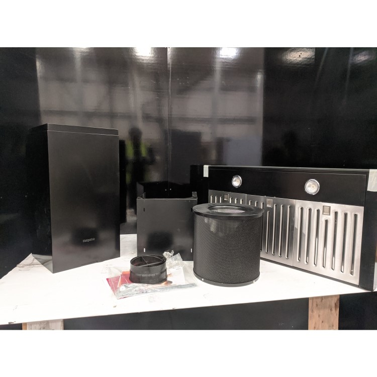 Refurbished Hotpoint PHBS98CLTDK 90cm Slimline Chimney Cooker Hood Black