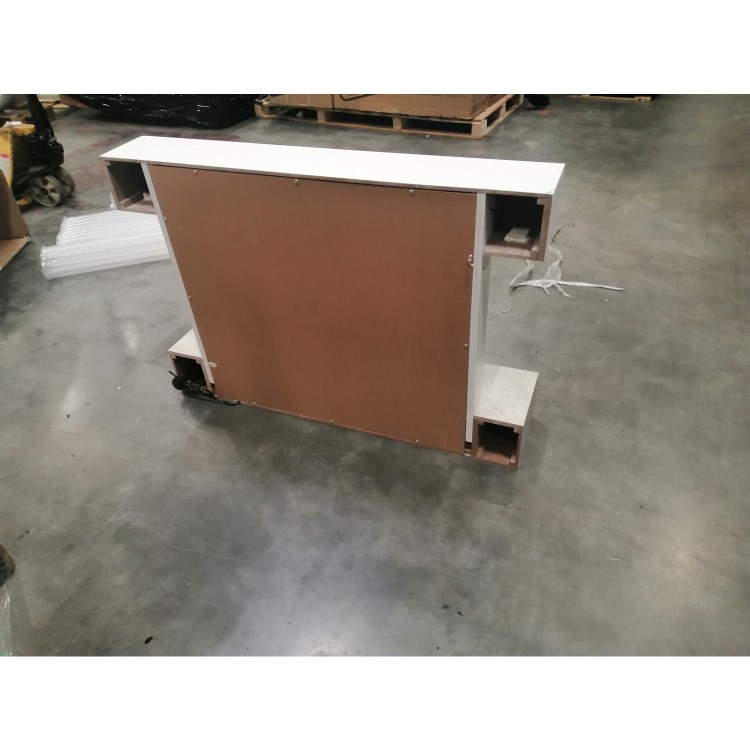 GRADE A2 - White & Beige Concrete Effect Freestanding Smart Electric Fireplace - AmberGlo