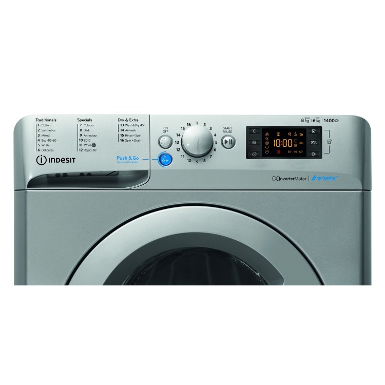 Indesit Innex 8kg Wash 6kg Dry 1400rpm Freestanding Washer Dryer - Silver