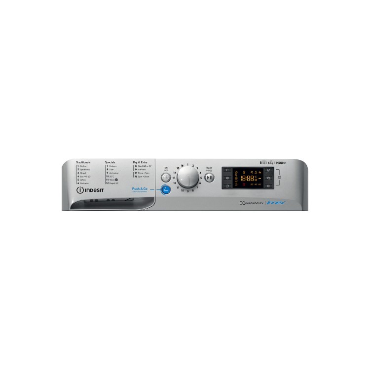 Indesit Innex 8kg Wash 6kg Dry 1400rpm Freestanding Washer Dryer - Silver