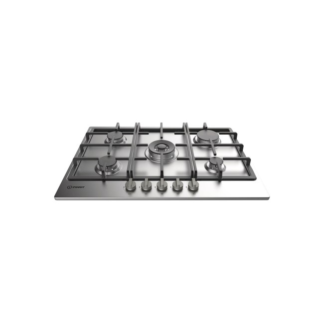 GRADE A2 - Indesit THP751WIX Five Burner 75cm Gas Hob - Stainless Steel