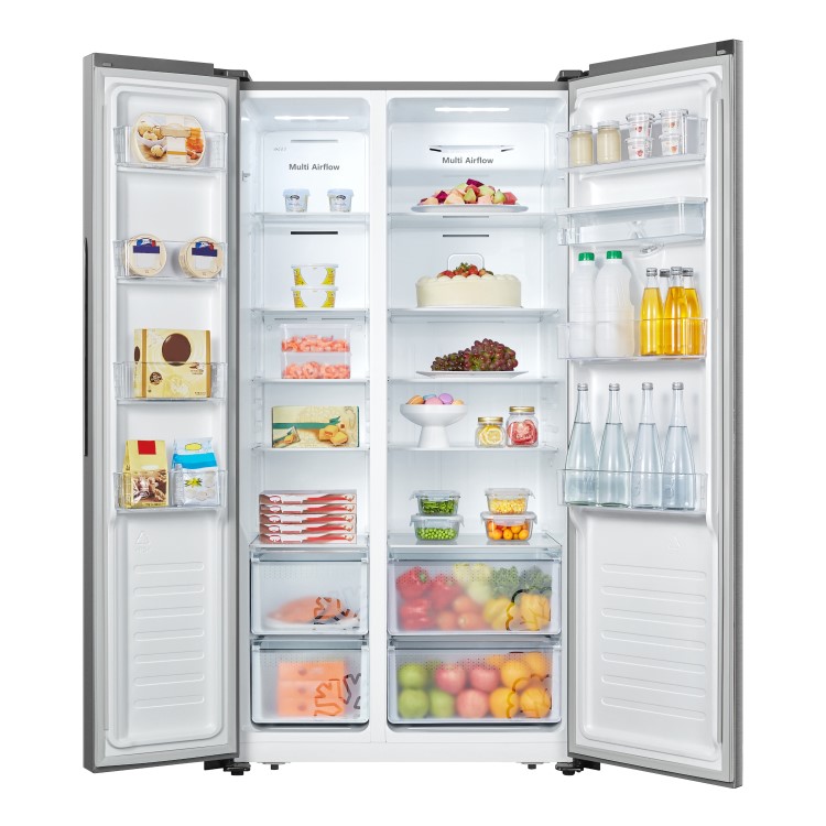 Fridgemaster 519 Litre Side-By-Side American Fridge Freezer With Multiflow  - Silver