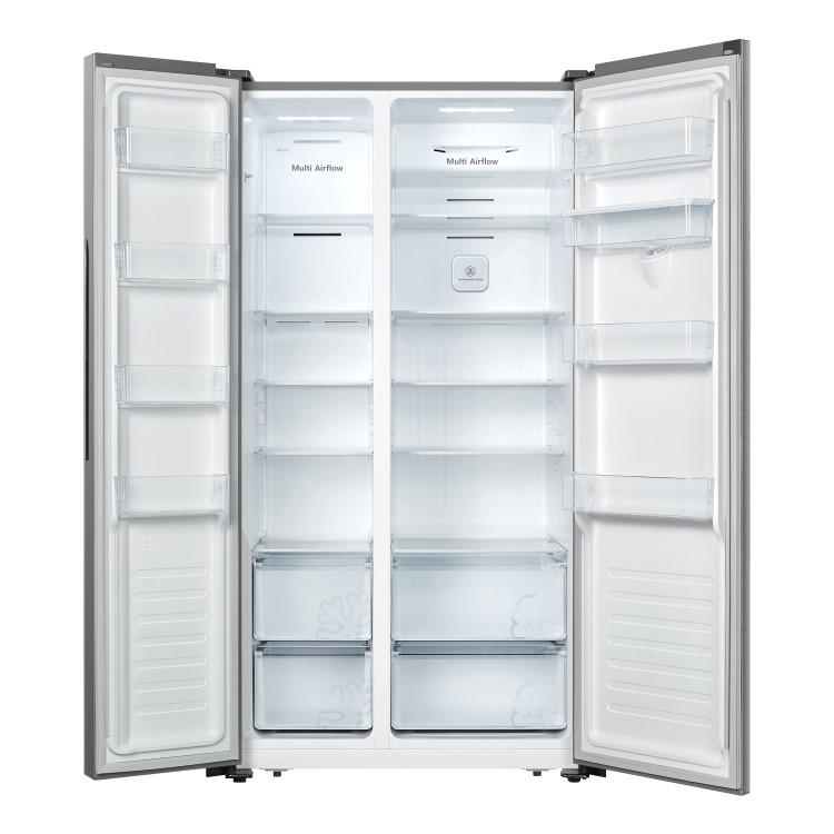 Fridgemaster 519 Litre Side-By-Side American Fridge Freezer With Multiflow  - Silver