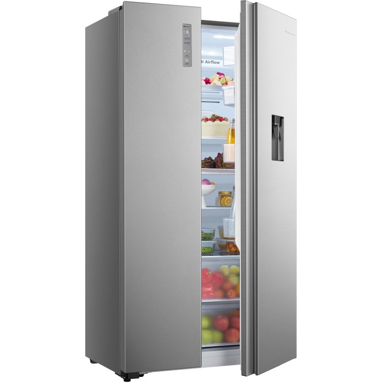 Fridgemaster 519 Litre Side-By-Side American Fridge Freezer With Multiflow  - Silver