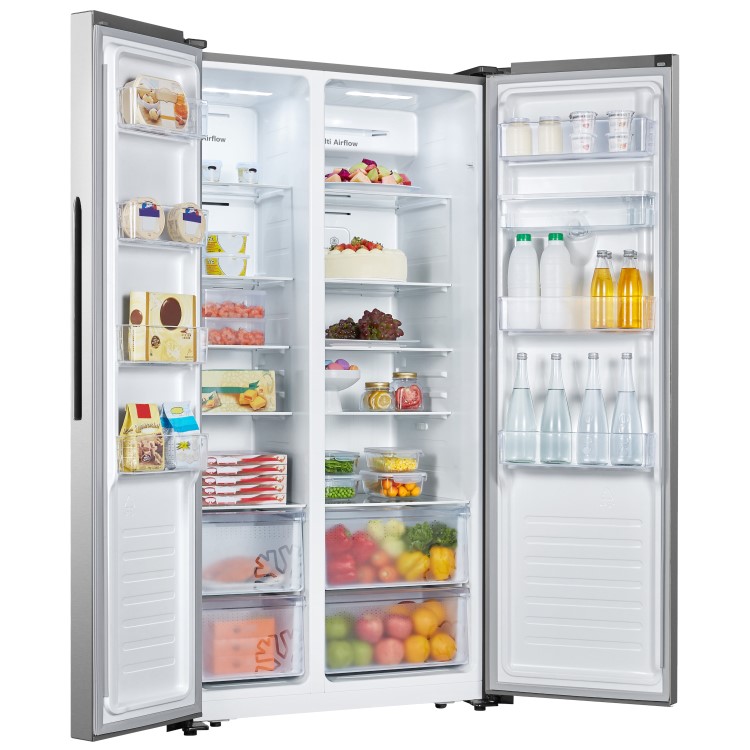 Fridgemaster 519 Litre Side-By-Side American Fridge Freezer With Multiflow  - Silver