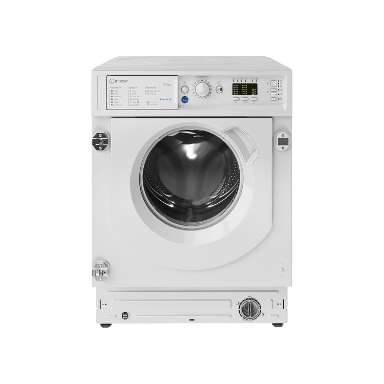 Refurbished Indesit BIWDIL75125UKN Push&Go Integrated 7/5KG 1200 Spin Washer Dryer