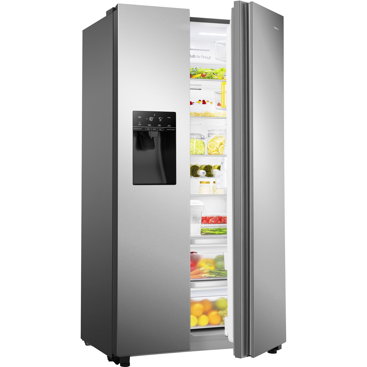 Hisense 562 Litre SideBySide American Fridge Freezer Stainless