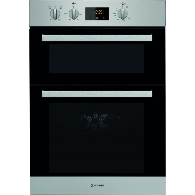 Refurbished Indesit Aria IDD6340IX 60cm Double Built In Electric Oven Stainless Steel 