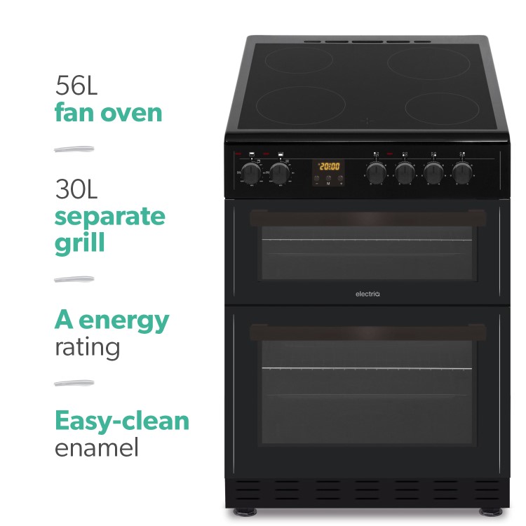 electriQ 60cm Electric Cooker - Black