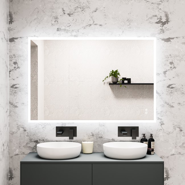Rectangular LED Bathroom Mirror with Bluetooth u0026 Shaver Socket 1200 x 800mm  - Divine BeBa_26148A | Appliances Direct